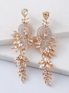 juran Rhinestone Decor Drop Earrings